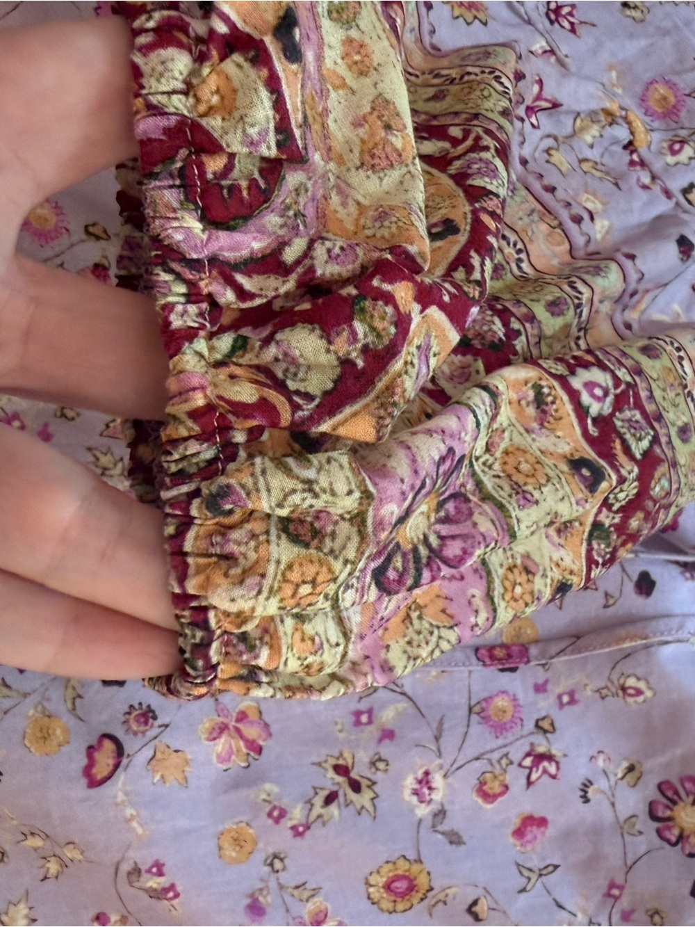 Self Contrast Floral Paisley Ruffle Hem Mini Dress Lavender Purple Size Small - Picture 11 of 16